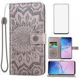 Funda Para Samsung Galaxy S10e Gris Piel Sintetica