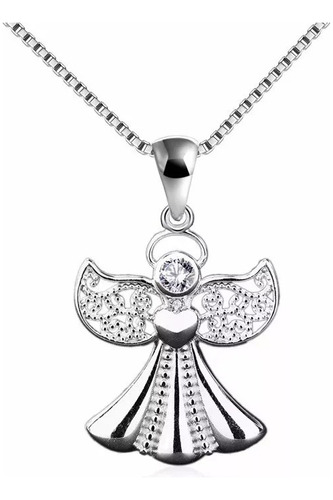 Collar Angel De La Guarda Plata Fina 925 Regalo Mujer Joyas