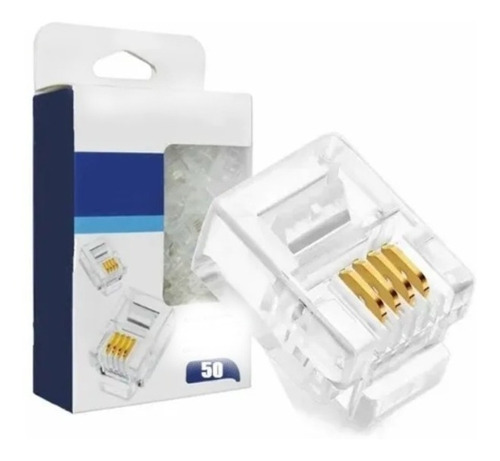 50pcs Plug Conector Rj11 6x4 Crimpar 4 Vias Telefonia Pct