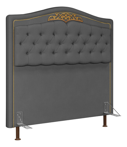 Cabeceira Cama Box Casal 140cm Tachas Imperial Veludo Cinza