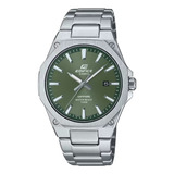 Reloj Casio Edifice Efr-s108d-3a Acero Inoxidable Wr100 Malla Plateado Bisel Plateado Fondo Verde Musgo