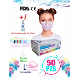 Cubre Bocas Multicolores Tricapa Gel Antibacterial P/manos