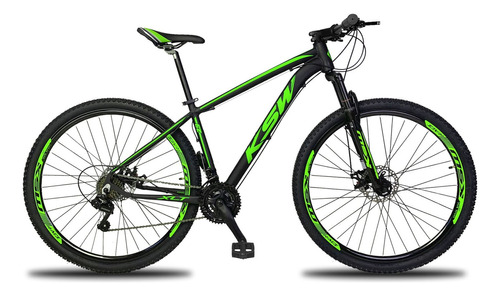 Bicicleta Aro 29 Ksw Xlt 2019 Alum Câmbios Shimano 24v Disco Cor Preto/verde Tamanho Do Quadro 19