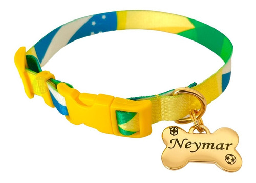 Coleira Para Cachorro Do Brasil Copa Do Mundo Personalizado