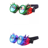 2x Rainbow Steampunk Goggles Gafas De Caleidoscopio -