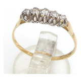 Anillo Oro 18 K Cintillo Diamante Artdeco Vistas Platino 950