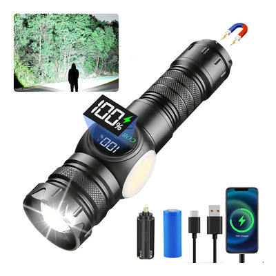 Lámpara Táctica Recargable Veegross 120000 Lúmenes Led Linterna Ultra Potente,9 Modos,larga Duración,cuerpo De... Negro Blanco