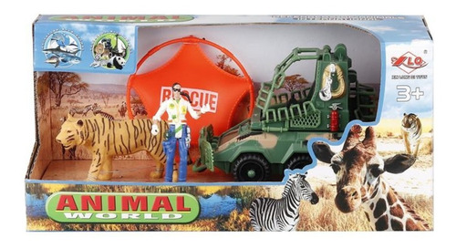 Set Safari Animales Y Vehículo Con Accesorios 