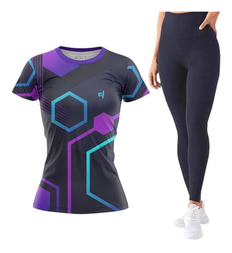 Kit Calça Academia Legging Blusa Feminina Fitness Dry Pilate