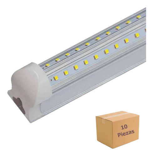 Tubo Led Base Aluminio Doble Tira Luz Blanca 30w 1.20m 10 Pz