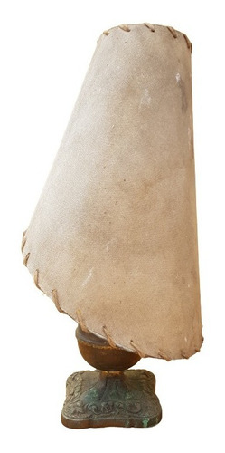Antigua Lampara Velador De Bronce 1 Luz Con Pantalla