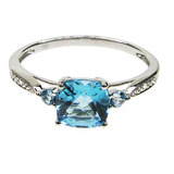 Anillo Light Blue Topaz Diamantes Oro 18 Kts.- Free Watch