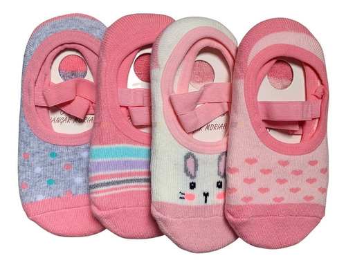 Kit 4 Pares Meia Sapatilha Antiderrapante Menina - Infantil