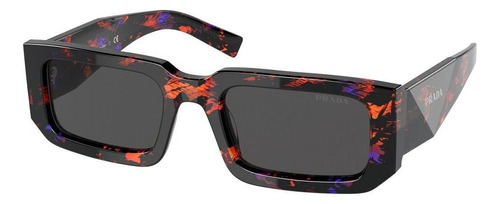 Prada Spr 06ys 06v-5s0 Square Shape Abstract Black Red