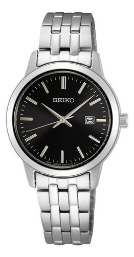 Reloj Seiko Mujer Sur409 P1 Sumergible Color De La Malla Plateado Color Del Bisel Plateado Color Del Fondo Negro