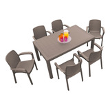 Juego Simil Rattan 6 Sillas + Mesa Protección Uv Garantia