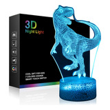 Lámpara 3d De Dinosaurio Con 7 Led De Colores