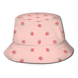 Fondo De Fresa Rosa Sombrero De Pescador Unisex Reversible S