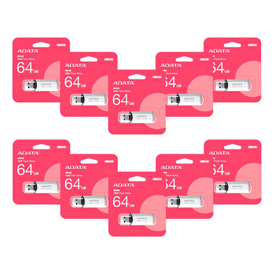 Kit 10 Adata Usb Flash 64 Gb 2.0 Blanco C906 | Envío gratis