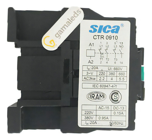 Contactor Tripolar 9a 1na 220v/24v Sica 0910