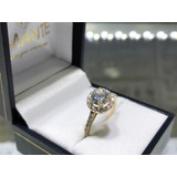 Anillo De Compromiso Oro 14k Estilo Halo Diamante Cultivado