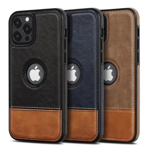 Funda Para iPhone Tipo Piel Bicolor Leather Case Protector