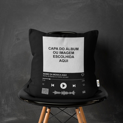 Almofada Interativa Música 40x40 Personalizada Com Foto