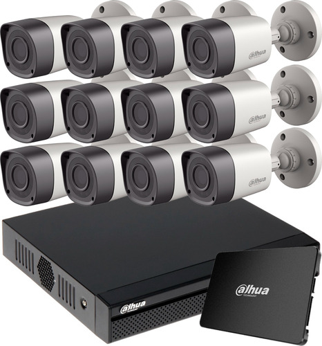 Kit De Seguridad Dahua Dvr 16 Ch + 12 Camaras Ir Ext + Disco