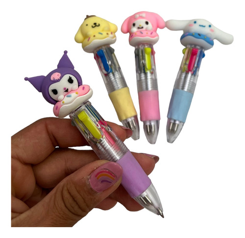 Set 4 Plumas Kawaii Sanriio 4 Colores Lapiceros 