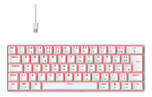 Teclado Mecanico Hyrax Tdr Branco Switch Azul Led Vermelho