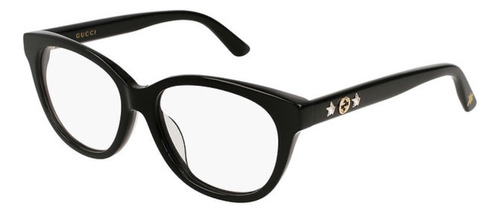 Gucci Gg0211oa 001 Round Eye Cat Negro Dorado