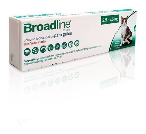 Broadline Pipeta Gatos 2,5 A 7,5 Kg | Antiparasitario Interno Y Externo