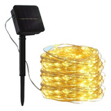 Guirnalda Solar 100 Led Alambre Boda 10mts Blanco Calido