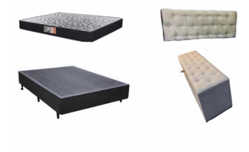 Cama Box + Painel Cabeceira + Puf Bau Kit Completo Com 50%of