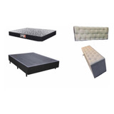 Cama Box + Painel Cabeceira + Puf Bau Kit Completo Com 50%of