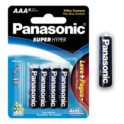 Pilha Comum Palito Aaa Cartela 08 Unidades Panasonic | MercadoLivre