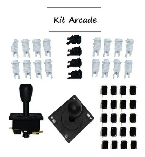 Kit Arcade Com 20 Botões E 2 Comandos Fliperama Eletromatic