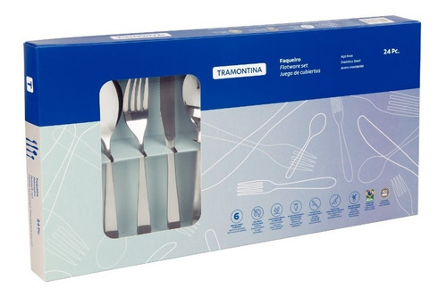 Set 24piezas Con Cuchillo Asado Cosmos Tramontina Acero Inox