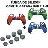 Funda Silicón Camuflageada Para Control Sony Ps5 + 8 Gomas