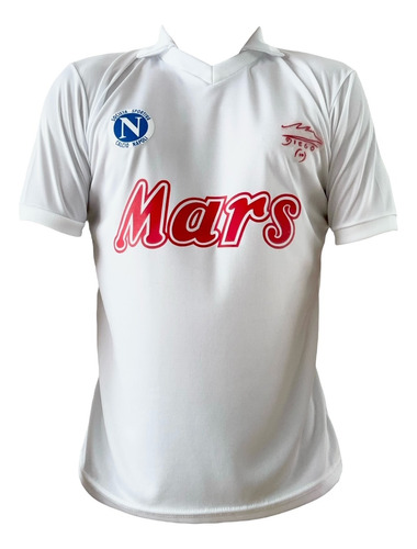 Camiseta Napoli Mars Campeon 1989 - 1990 Blanca Retro