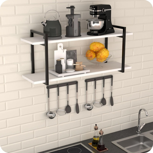 Prateleira Estilo Industrial Cozinha De Parede Gnd Pb 60cm Cor Branco