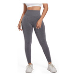 Pantalón Leggings Mujer De Compresión Deportivo Gris Lycra 