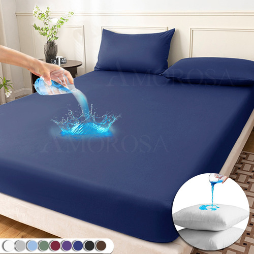 Cubre Colchón Impermeable Matrimonial Con Funda De Almohada