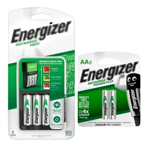 Cargador De Pilas Energizer Maxi + 4 Pilas Aa Recargables