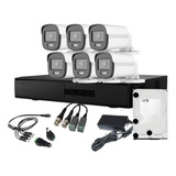 Kit Seguridad Hikvision Dvr 8ch + 6 Cam 2mp Colorvu + 1 Hdd