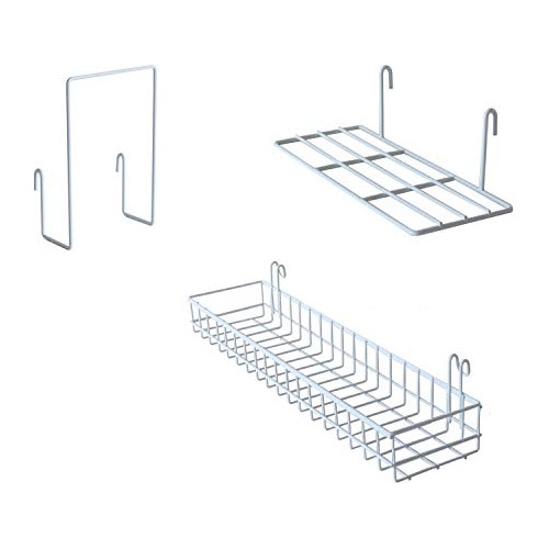 Panel De Rejilla De Pared Cestas Colgantes, Estante Lib...