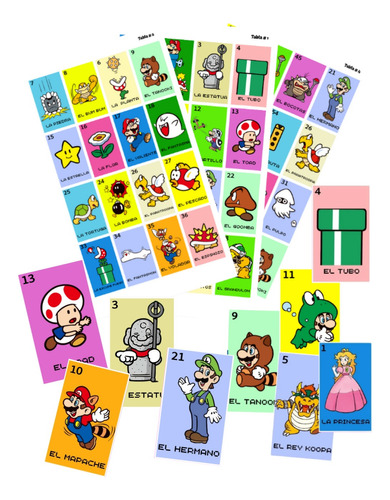 Lotería Super Mario Bros 3 Imprimible Pdf 10 Tablas 4x4