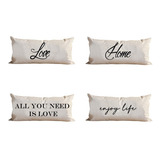 Almohadon Decorativo Frases Funda + Relleno 4 Unidades