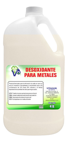 Desoxidante Para Metales 4 Litros Quita Oxido Industria