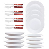 Set X4 Platos + Cubiertos Luminarc Tramontina Polywood Asado